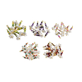 Colgantes de perlas de imitación de plástico abs, con presillas de latón chapado en oro real de 18k y cuentas de vidrio
