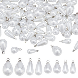 64шт 4 стили АБС-пластик подвески с имитацией жемчуга, с латунной найти, очарование слезы