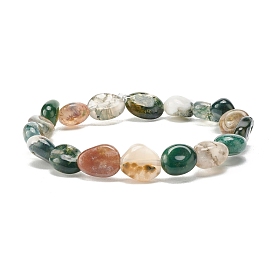 Bracelet extensible en perles d'agate mousse naturelle, bracelet reiki pour enfant