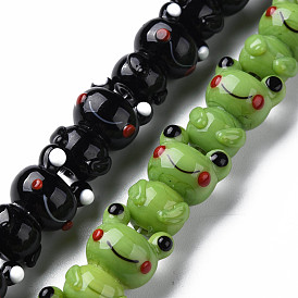 Handmade Bumpy Lampwork Beads Strands, Frog