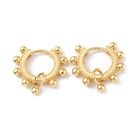 Brass Round Ball Dangle Hoop Earrings for Women, Cadmium Free & Lead Free