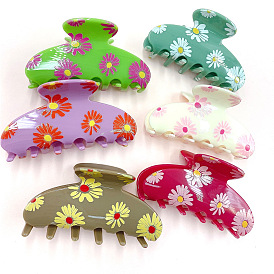 Daisy Pattern Acrylic Large Claw Hair Clips, for Girl Women Thick Hair