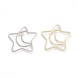 Star & Moon Shape Iron Paperclips, Cute Paper Clips, Funny Bookmark Marking Clips