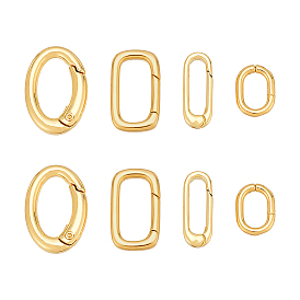 8шт 4 стили латунные пружинные затворные кольца, прямоугольник и овал