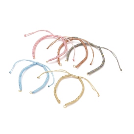 Adjustable Braided Polyester Cord Bracelet Making, with 304 Stainless Steel Open Jump Rings