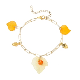 Браслеты с акриловыми подвесками в виде листьев, латунные скрепки браслеты