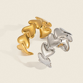 Браслеты-манжеты из нержавеющей стали в форме сердца для женщин