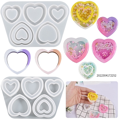 DIY Heart Quicksand Silicone Molds, Resin Casting Molds, For UV Resin, Epoxy Resin Craft Making, Valentine's Day Theme