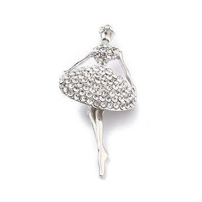 Crystal Rhinestone Ballerina Brooch, Human Alloy Lapel Pin for Backpack Clothes