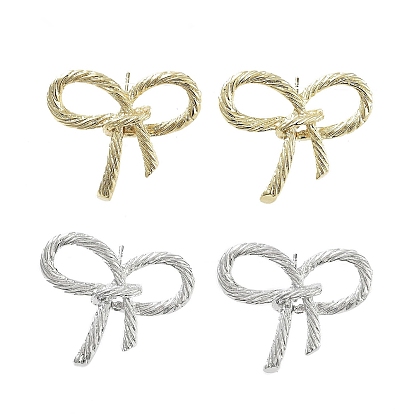 Bowknot Brass Stud Earrings, Long-Lasting Plated, Lead Free & Cadmium Free