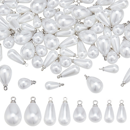 64шт 4 стили АБС-пластик подвески с имитацией жемчуга, с латунной найти, очарование слезы