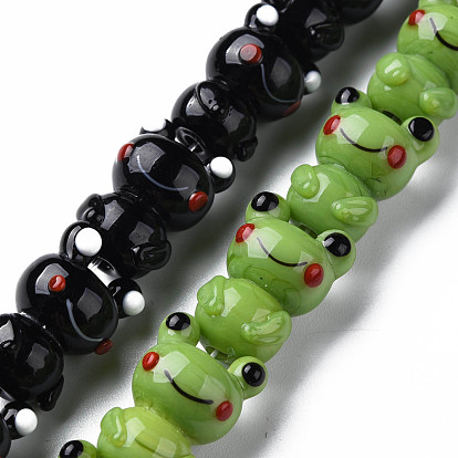 Handmade Bumpy Lampwork Beads Strands, Frog