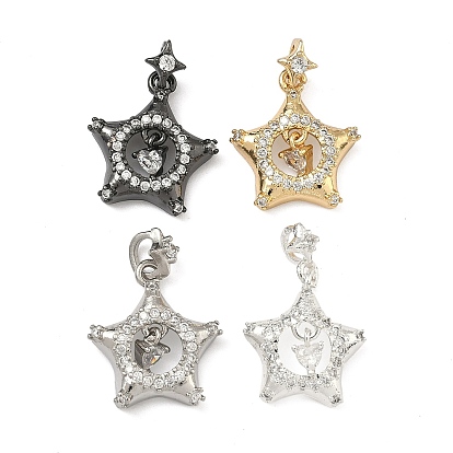 Латунные микропаве прозрачные подвески с фианитом, без кадмия и без свинца, стойки покрытие, долговечный, звезды прелести