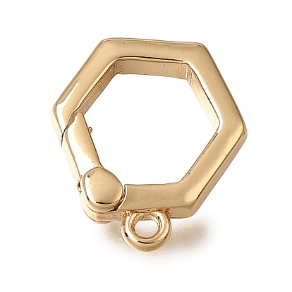 Brass Spring Gate Rings,  Hexagon, Nickel Free
