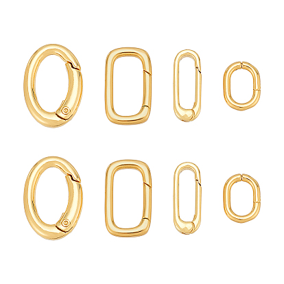 8шт 4 стили латунные пружинные затворные кольца, прямоугольник и овал
