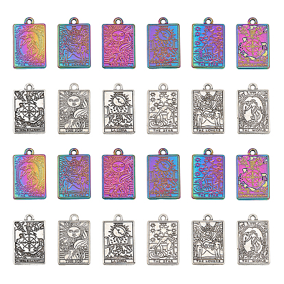 24шт 12 подвески из сплава с гальванопокрытием, прямоугольник с оберегами Таро
