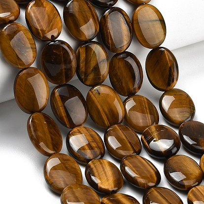 Природных тигровый глаз бисер нитей, Плоско-овальные