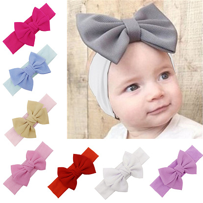 Cotton Elastic Baby Headbands, for Girls, Hair Accessories, Bowknot