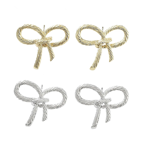 Bowknot Brass Stud Earrings, Long-Lasting Plated, Lead Free & Cadmium Free