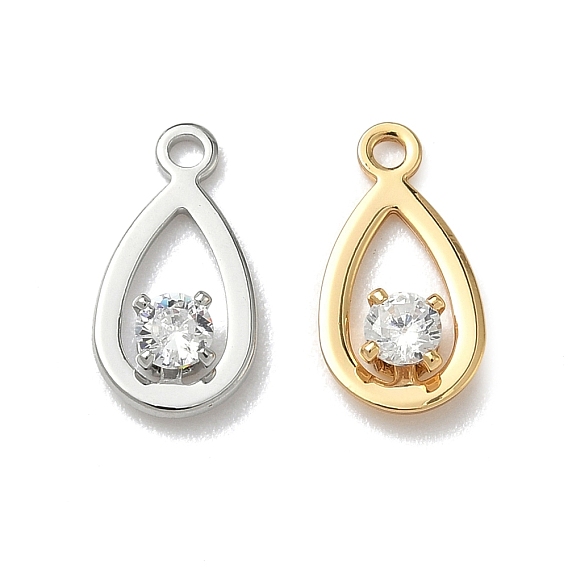 Подвески-слезинки из латунного микропаве из кубического циркония, без никеля 
