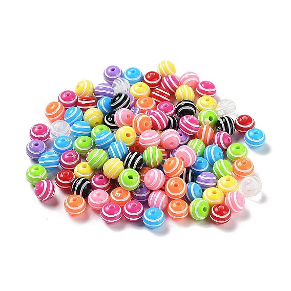 Непрозрачные акриловые бусины, круглый с полосой