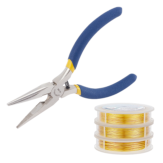 Copper Craft Wire, with Iron Chain Nose Pliers