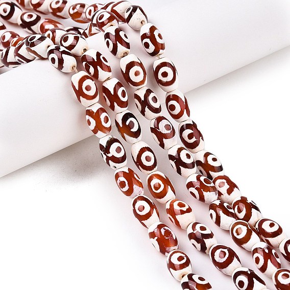 Натуральный тибетский агат 3-глаз бусины нити, природных бисера агат, окрашенная и подогревом, овальные