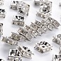 Brass Rhinestone Spacer Beads, Grade A, Platinum Metal Color, Square, 8x8x4mm, Hole: 1mm