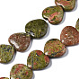 Natural Unakite Beads Strands, Heart