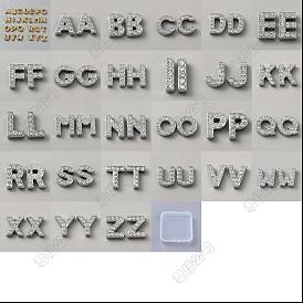 Perles coulissantes en alliage de strass, alphabet a ~ z