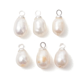 Подвески из натурального пресноводного жемчуга, рисовые амулеты с латунными креплениями, белые