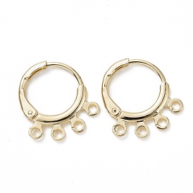 Brass Huggie Hoop Earrings, with 4 Loops