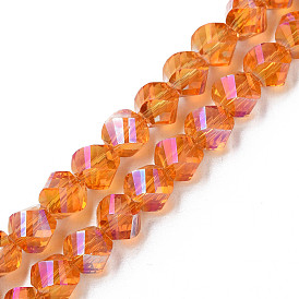 Electroplate Transparent Glass Beads Strands Faceted, Nuggets