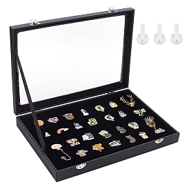 Витрина для значков из дерева, коробка для бейджей с прозрачным окошком, прямоугольные