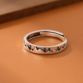 Регулируемые латунные манжеты с открытыми кольцами для женщин, гора деревьев/рождественская елка