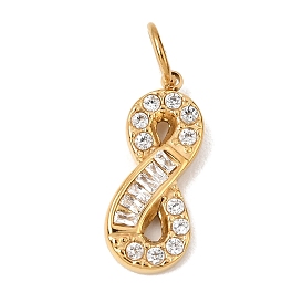 304 Stainless Steel Rhinestone Pendants, Infinity Charms