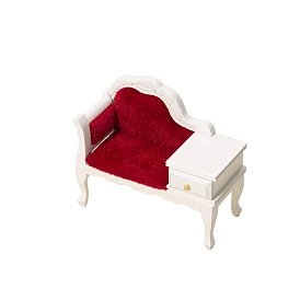 Mini Wood Sofa with Cabinet Furniture Model, Miniature Dollhouse Decorations Accessories