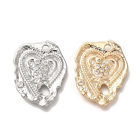 Brass Micro Pave Cubic Zirconia Pendants, Heart Charms