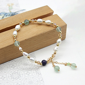 Fashion Classic Freshwater Pearl Amethyst Beaded Tassel Hand String Bracelet for Women