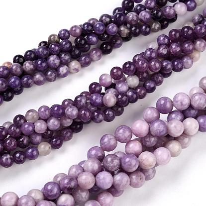 Natural Lepidolite/Purple Mica Stone Beads Strands, Round