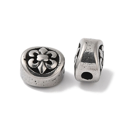 304 из нержавеющей стали бусы, плоские круглые с Флер де Лис