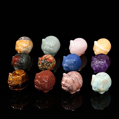 Резные фигурки свиней из натуральных драгоценных камней, для украшения рабочего стола домашнего офиса