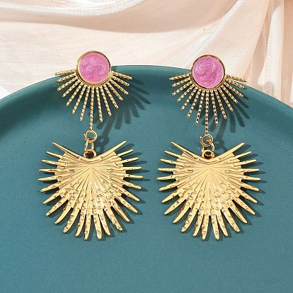 Солнце 304 серьги-гвоздики с эмалью из нержавеющей стали, ионное покрытие (ip), долговечный, реальный 18 k позолоченный