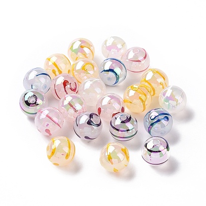UV Plating Rainbow Iridescent Drawbench Acrylic Beads, Round