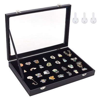 Витрина для значков из дерева, коробка для бейджей с прозрачным окошком, прямоугольные