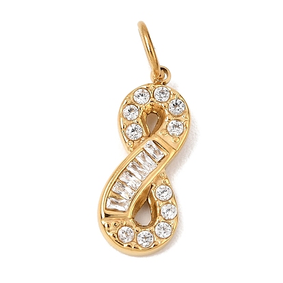 304 Stainless Steel Rhinestone Pendants, Infinity Charms