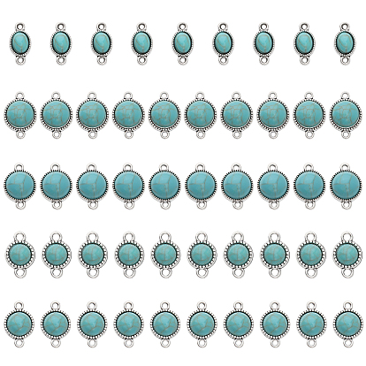 50 шт 5 стили стойка покрытие сплав смола соединительные подвески, овальные и полукруглые звенья, имитация драгоценных камней