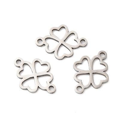 201 Stainless Steel Connector Charm, Clover Link