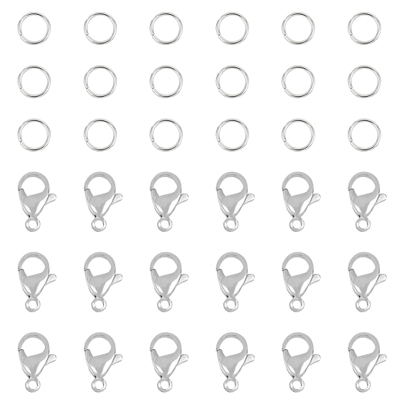 304 Stainless Steel Lobster Claw Clasps, with Jump Rings
