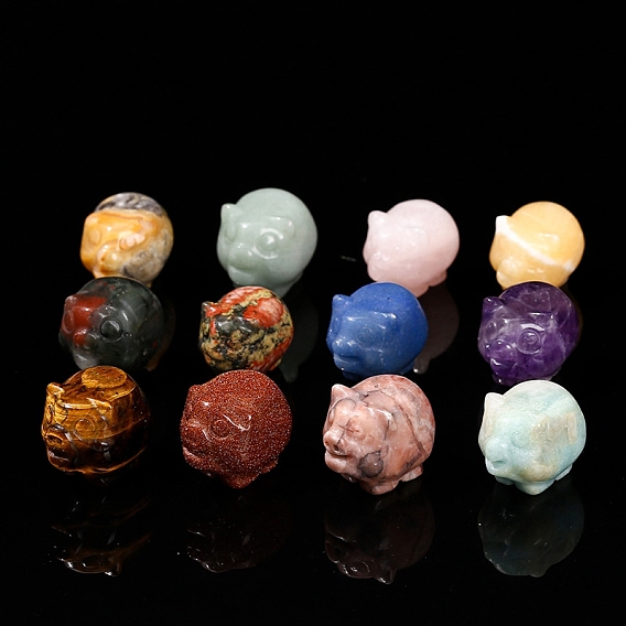 Резные фигурки свиней из натуральных драгоценных камней, для украшения рабочего стола домашнего офиса